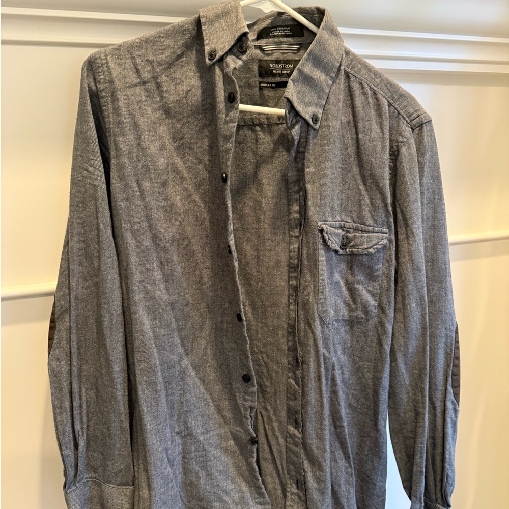 Nordstrom Charcoal Casual Button-Down Shirt